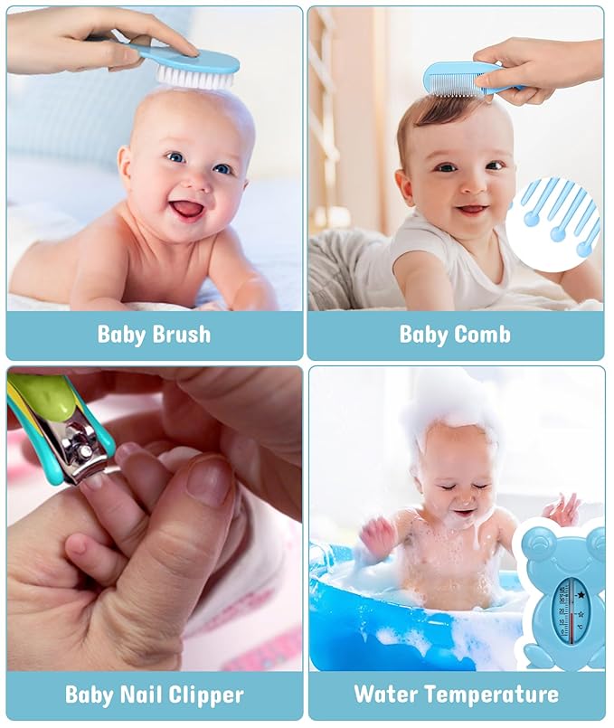 Baby Healthcare and Grooming Kit, Electric Safety Nail Trimmer Baby Nursery Kit, Newborn Care Kits with Hair Brush Comb for Newborn Infant Toddlers Baby Boys Girls Kids, Baby Shower Gifts