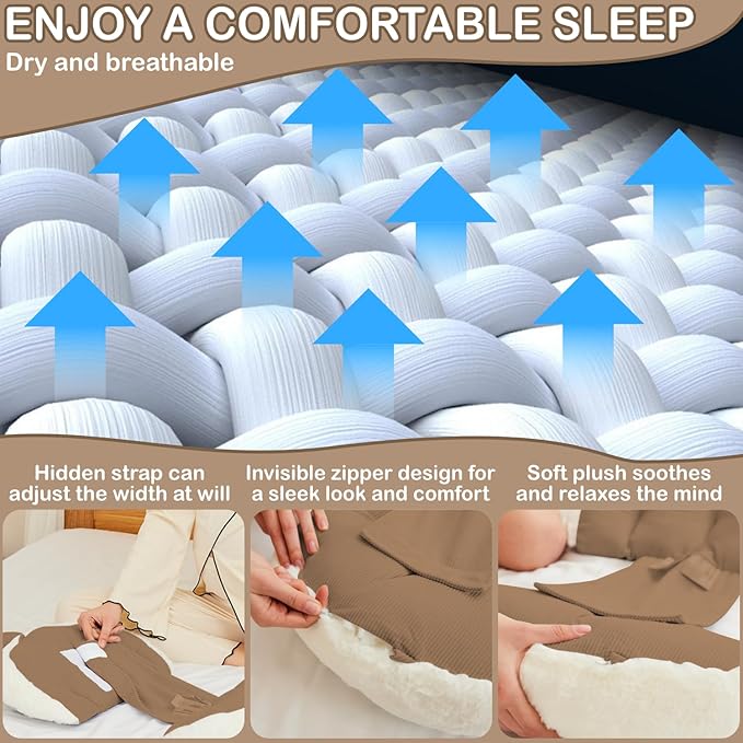 Pregnancy Pillow for Sleeping, Maternity Pillow, Faux Fur Luxury Maternity Pillow Support for Back, Legs, Belly, HIPS,Brown