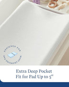 PurComfy Supersoft Diaper Changing Pad Covers, 2-Pack Premium Bamboo Viscose Change Table Pad Covers for Baby Girls and Boys, Hypoallergenic Stretchy Changing Table Cover Sheets