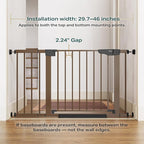 Cumbor 29.7-46" Baby Gate for Stairs, Mom's Choice Awards Winner-Auto Close Dog Gate for the House, Easy Install Pressure Mounted Pet Gates for Doorways, Easy Walk Thru Wide Safety Gate for Dog, Brown