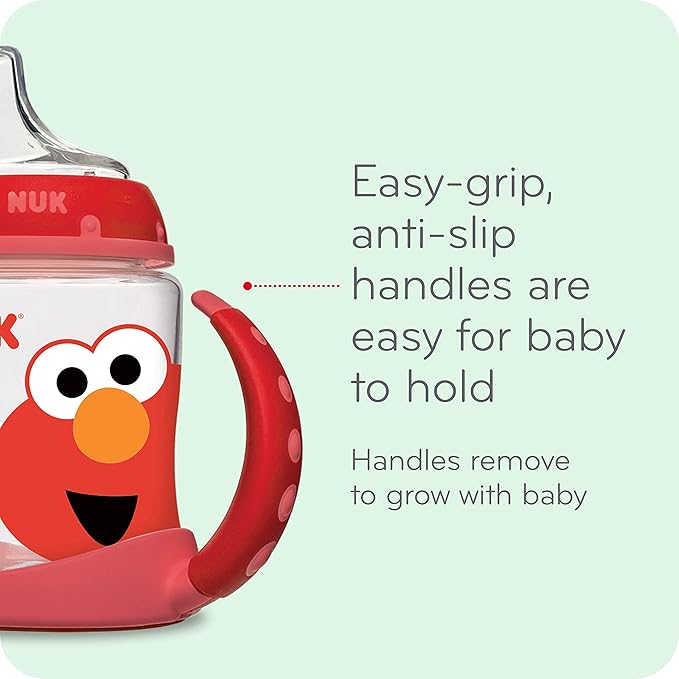 NUK Sesame Street Learner Cup, 5 Ounce Elmo – BPA Free, Spill Proof Sippy Cup