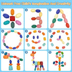 39PCS Montessori Wooden Stacking Rocks Toys Colorful Stacking Stones Building Blocks Games Sensory Toy for Toddlers Educational Learning Toys for 1 2 3 4 5 6 Years Old Kids