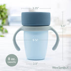 WeeSprout Baby Training Cup - Silicone Sippy Cup with Removable Handles for Weaning Off Bottle - Transition Spill-Proof Toddler Cups - No-Spill Design (Pastel Blue/Navy/Light Gray)