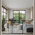 ALLAIBB Extra Wide Pressure Mounted Baby Gate Walk Through Child Kids Safety Toddler Tension White Long Large Pet Dog Gates with Extension for doorways Kitchen (66.93-71.65"/170-182cm, Black)