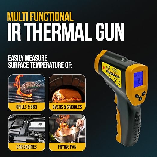 Infrared Thermometer Gun - Digital Food & Surface Temp Gun (-58F to 1022F) for Pizza Oven, Grill, Meat, HVAC, Engine