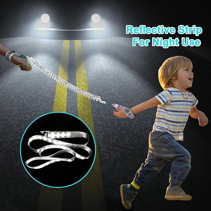 Accmor Toddler Harness Leash+ Anti Lost Wrist Link, Cute Dinosaur Kids Harness with Leash, Collapsible Child Leash Baby Walking Harness Wristband Assistant Strap Belt for Boys Girls to Outdoor Travel