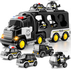 TEMI Police Trucks Boy Toys for 3-5 Year Old Toddlers - Toys for 3 4 5 6 7 Years Old Transport Vehicle Carrier Truck, Boy Trucks Toy Sets, Kids Toys Boys 3-5, Toys for Boys Girls Aged 4-6 5-7