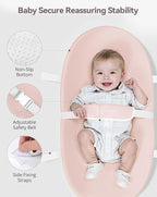 COMOMY Baby Changing Pad with Wipeable & Waterproof PU Cover, Contoured Diaper Changing Pad for Dresser with Non-Slip Safety Belt, Portable and Lightweight, Large Cushioned Foam, Pink