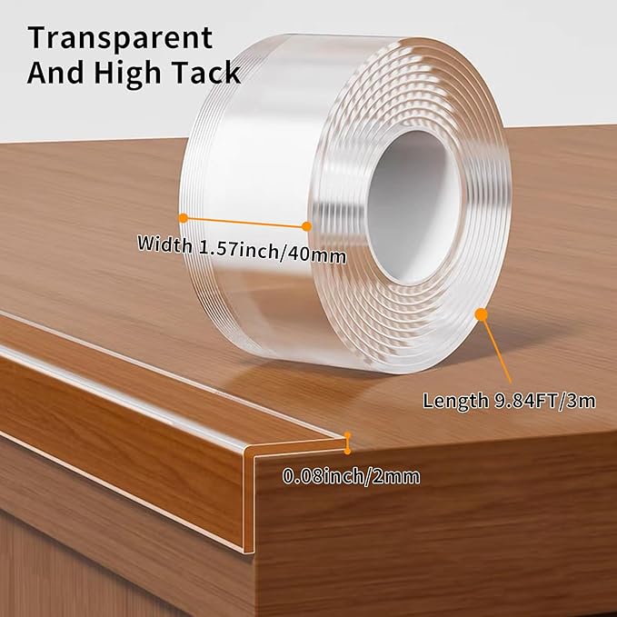 1.57 in x 9.84 FT,Corner Protector Baby,Clear Edge Protector Strip,Sharp Edge Wrap Cover Tape,Self Adhesive Protective Bumper Guards for Cabinet Door,Desk,Glass Table,Bed Furniture and Wall