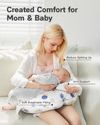 Nursing Pillow for Breastfeeding & Bottle Feeding –Breastfeeding Pillow with Adjustable Waist Strap, Feeding Pillow for Tummy Time,Removable Cotton Cover for Mom Comfort (Forest)