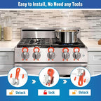 Gas Stove Knob Lock, Baby Proof Oven Knobs Covers Lock for Child Safety (5 Pack) Red