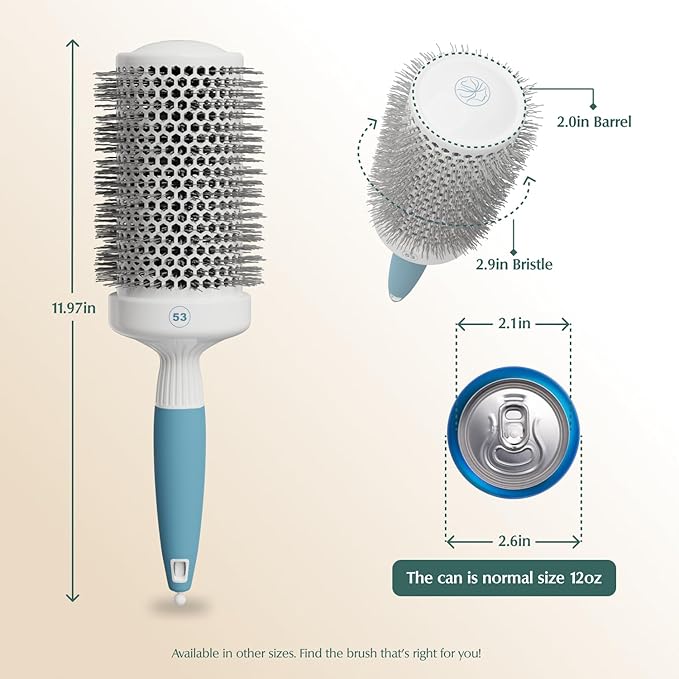 Professional Round Brush for Blow Drying - Large Ceramic Ion Thermal Barrel Brush for Sleek, Precise Heat Styling and Maximum Volume - Lightweight Hair Brush for Smooth, Manageable Hair (2 Inch) (Not Electrical)