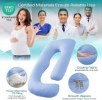 Sasttie Pregnancy Pillows for Sleeping, U Shaped Cooling Full Body Pillow with Removable Cover, Pregnant Women Must Haves, Maternity Essential, Light Blue