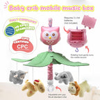Baby Crib Mobile with Music and Lights for Boys Musical Mobile Animals for Crib Bassinet Girls Toys Hanging Portable Safari Nursery Decor Pink
