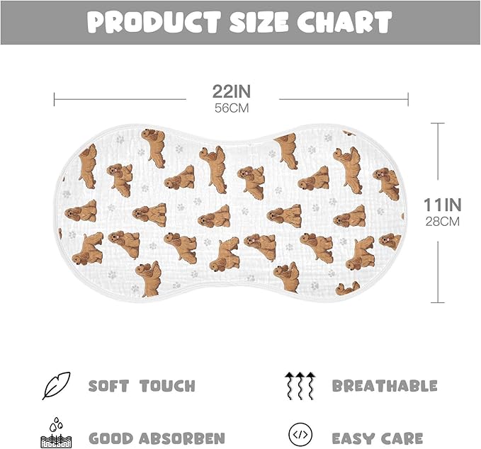4 Pack Muslin Burp Cloths American Cocker Dogs White Cotton Baby Burp Cloths Ultra Absorbent and Soft Spit Up Rags for Newborn Must Haves 22x11 Inch