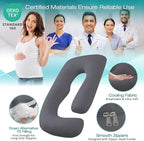 Sasttie Pregnancy Pillows for Sleeping, U Shaped Cooling Full Body Pillow with Removable Cover, Pregnant Women Must Haves, Maternity Essential, Dark Grey