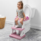 Potty Training Seat with Step Stool Ladder for Kids and Toddler,Wiifo Sturdy Potty Ladder with Soft Padded Cushion for Toddler Boys and Girls(Pink) 2025 New Version