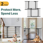Cumbor 2 Pack 29.7"-48" Baby Gate for Stairs, Mom's Choice Awards Winner-Dog Gate for Doorways, Pressure Mounted Auto-Close Pet Gates for Dogs Indoor, Safety Child Gate with Easy Walk Thru Door,Black