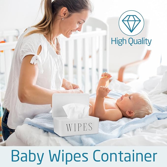 3 Pcs Large Baby Wipes Dispenser Refillable Wipe Holder with Lid Toilet Wipes Container for Bathroom Tissue Paper Storage Box for Home Office Cars (White,Small)