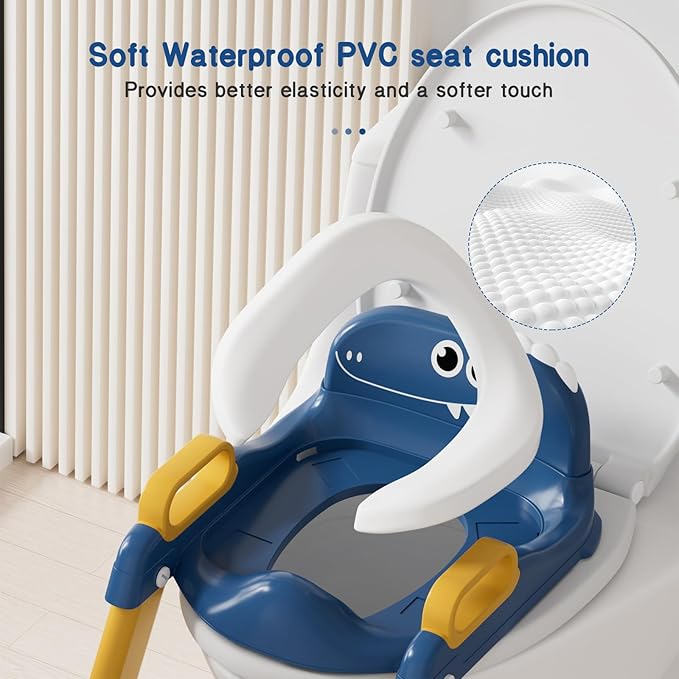 Potty Training Seat, Toddler Toilet Seat for Kids Boys Girls, 2 in 1 Potty Training Toilet for Kids, Splash Guard Anti-Slip Pad Step Stool, Adjust High Potty Chair for Toddler Kid Boys Girls