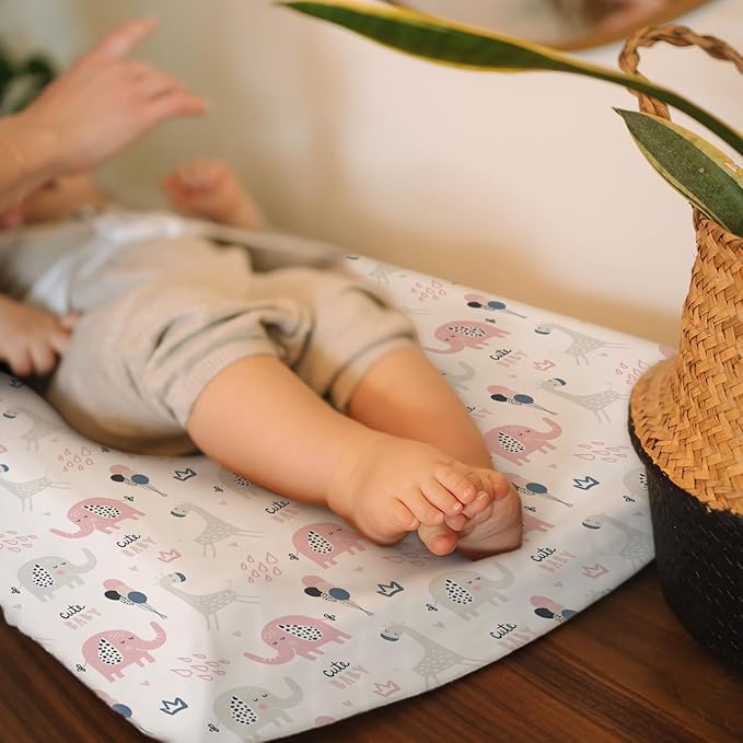 BROLEX Changing Pad Covers for Baby: Boy Girls Ultra Stretchy Soft 2 Pack Elephant Rabbit