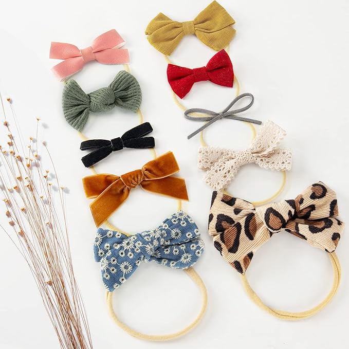 Baby Girl Headbands and Bows, Newborn Infant Toddler Nylon Elastics Hairbands Hair Accessories (Forest)