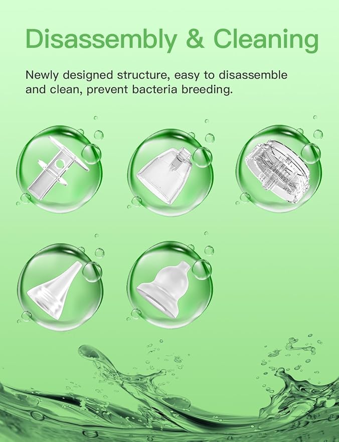 Baby Nasal Aspirator, Electric Nose Sucker with 5 Levels Suction, Soothing Light & Nursery Rhymes (Green)