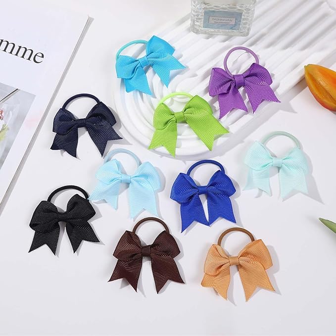 40pcs baby hair ties with Bows Elastic Ponytail Holders Small Hair Accessories for Kids Toddlers Infants. (Mixed color 3)
