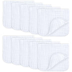 Comfy Cubs Muslin Burp Cloths 20" x 10", Pack of 10 - Large, 6-Layer, Ultra Absorbent 100% Cotton for Baby Drool and Messes - Soft, Safe & Gentle Baby Burp Cloths for Boys & Girls - White
