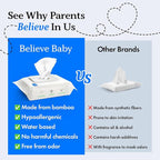 Believe Viscose Bamboo Baby Wipes Travel-Size 10pc-10 packs, Multi-Use Water Based Wipes Baby Sensitive Skin, Hypoallergenic and Fragrance Free for Babies – Gentle Plant-Based Viscose Bamboo Wet Wipe