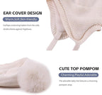 Basic Winter Baby Beanie Gloves Boys Girls Knitted Hat Pompom Kids Earflap Hats Warm Infant Toddler Beanie Mittens Set