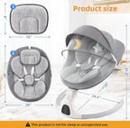 Baby Swing for Infants,Comfort Cradling Baby Rocker Portable Newborn Swing with Music/Remote Control/Timing Function,Grey