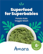 Amara Organic Baby Food - Stage 2 - Kale Potato - Baby Cereal to Mix With Breastmilk, Water or Baby Formula - Shelf Stable Baby Food Pouches Made from Organic Fruit and Veggies - 14 Pouches, 3.5oz Per Serving