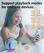 Mini Karaoke Machine Speaker for Kids Adults, Portable Bluetooth with 1 Wireless Microphones, Children's Day Birthday Gift Ideas for Toys for Teens Boys and Girls Aged 4, 5, 6, 7, 8, 9, 10, 11, 12+