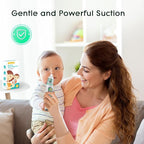 Electric Nasal Aspirator for Baby, Nose Aspirator for Toddlers, Waterproof Baby Nose Sucker, Nose Cleaner with 3 Silicone Tips, Adjustable Suction Level, Music and Light Soothing Function,Green
