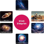 Menique Universe Memory Matching Game – 60 Cards (30 Pairs) – Bilingual Space Game with Planets, Stars & More – Educational for Kids and Adults