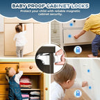 Blessimo® 12 Pack Magnetic Cabinet Locks Baby Proofing with 12 locks and 2 Keys - Child Locks For Kitchen, Cabinets and Drawers - 3M Adhesive Easy Installation