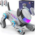 Robot Dog Toys for Kids – Smart Interactive Robot Puppy with Bluetooth,Touch Sensor, Dance Tricks, LED Eyes, 2 Rechargeable Batterys, Gift for Kids Boys and Girls(Gray)
