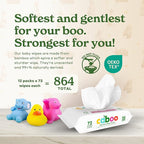 Caboo Baby Wipes, Made with Bamboo Viscose, Certified Made Safe Ingredients, Unscented Baby Wipes Good for Sensitive Skin, 72 Wipes Per Travel Pack, Bulk Total of 864 Wet Wipes