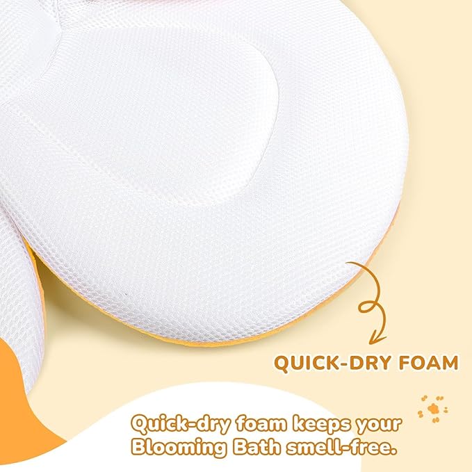 Baby Bath Pad for Infant Bathtub Sink, Non-Slip Flower Bathtub for Infants 0-6 Months, Soft Baby Sink Bath Cushion for Babies Bath Time, Newborns Bath Essentials Must Haves-Sunflower