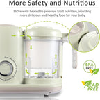 Baby Food Maker, 4 in 1 Baby Food Processor and Steamer, Puree Blender, Multifunctional Baby Puree Maker, Dishwasher Safe (Green)