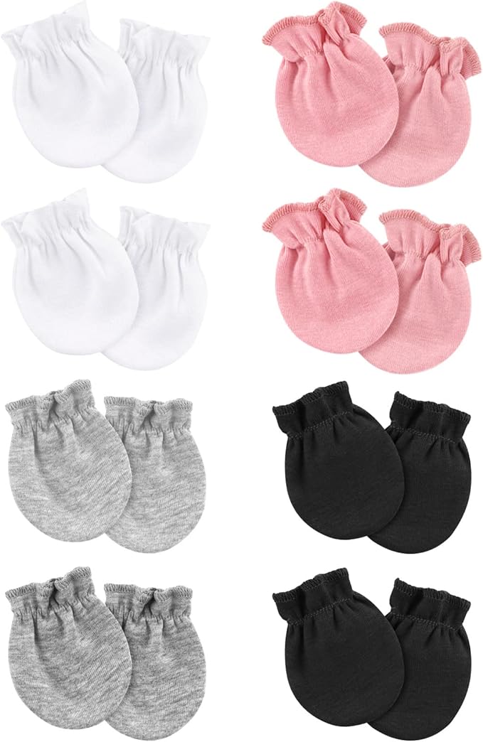 BQUBO Newborn Infant Toddler Mittens No Scratch Cotton Elastic Wrist Gloves Hypoallergenic for 0-6 Months Baby Boys Girls