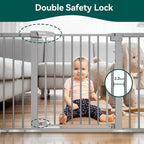 BABELIO 29-55 Inch Extra Wide Baby/Dog Gate, Metal Auto Close for The House and Doorways, Pressure Mounted Pet Door, NO Need Tools and Drilling, with Wall Cups, Gray