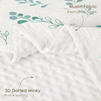 Baby Blankets for Boys Girls, Soft Nursery Minky Blankets with Muslin and Dotted Fleece Back 30x40 inches, Receiving Bed Quilt for Newborn, Infants, Toddlers (Leaf)