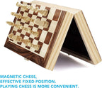 Amerous Chess Set, 12"x12" Folding Wooden Standard Travel International Chess Board Game Set with Magnetic Crafted Pieces For 2 Players