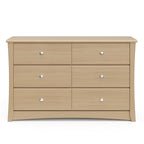 Storkcraft Crescent 6 Drawer Double Dresser (Driftwood) – GREENGUARD Gold Certified, Nursery Dresser for Kids Bedroom