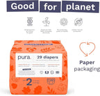 Pura Hypoallergenic Diapers, Size 2 (7-13 lbs) Totally Chlorine Free, Wetness Indicator, Suitable for Sensitive Skin, Soft Organic Cotton, Overnight, 3 Packs of 29 (87 Baby Diapers)