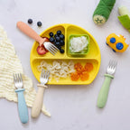 DRKIO 8 Pieces Toddler Forks Set - Baby Forks with Silicone Handle Children safe 18/8 Stainless Steel Toddler Utensils Set for Self Feeding Kids Silverware Anti-Choke Design Food Grade Dishwasher Safe