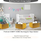 COMFY-HOMI 3 pcs Large Storage Baskets for Shelves, Laundry Basket, Woven Rope Basket, Closet Organizer Bins for Clothes Blanket Towels, Baby Nursery, Gift Toy Baskets, 17” x 13” x 7.5”-Yellow