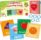 Toddler Learning Flash Cards, 60 PCS Double Sides Flashcards for Alphabets, Numbers, Colors, Shapes, Sight Words, Baby Cognitive Flashcards for Kids, Preschool Kindergarten Learning Activities